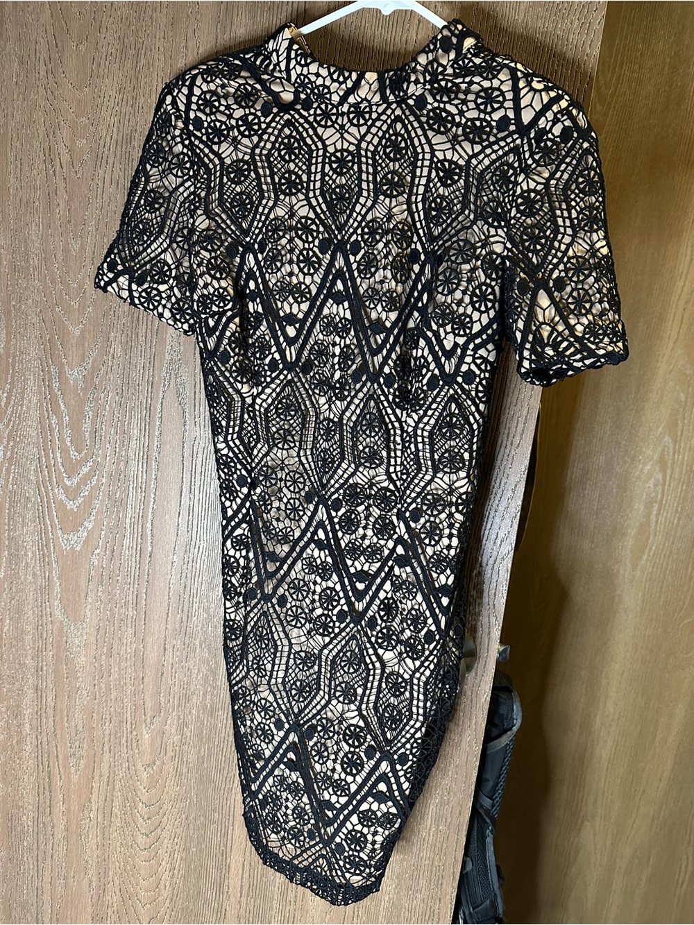 Forever 21 Black Lace Overlay Dress with Nude Base